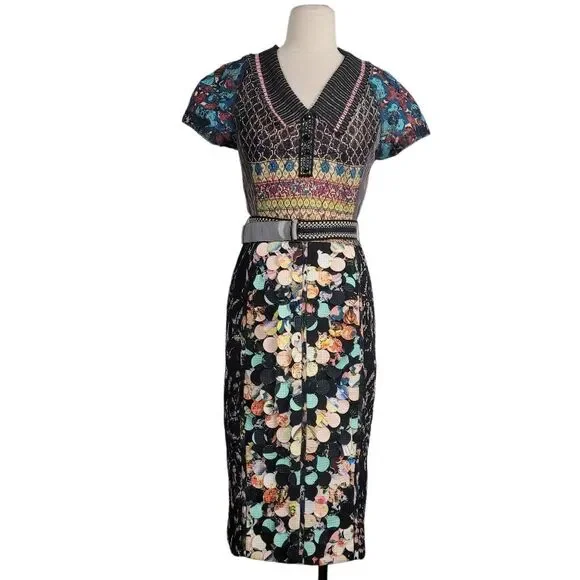 Rare Anthropologie Beguile by Byron Lars Margot Pencil Dress Sz 8 Vivrant Colorf - Picture 3 of 11